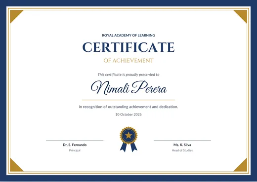 Award certificate template
