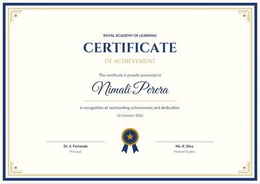 Classic certificate template
