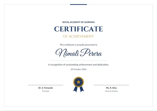 Minimal certificate template