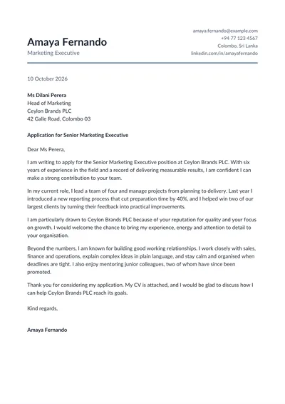Classic cover letter template