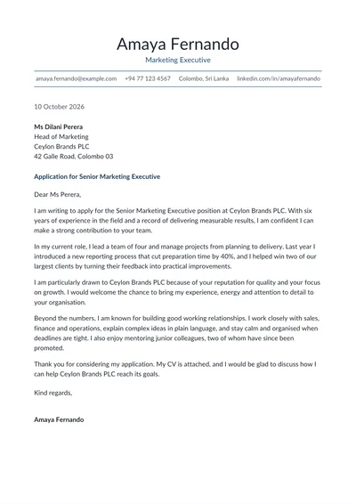 Elegant cover letter template