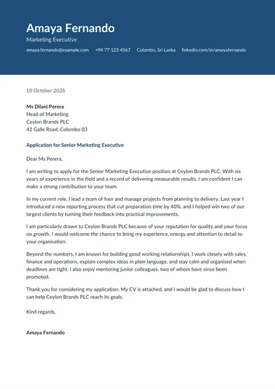Executive cover letter template