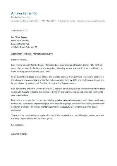 Minimal cover letter template
