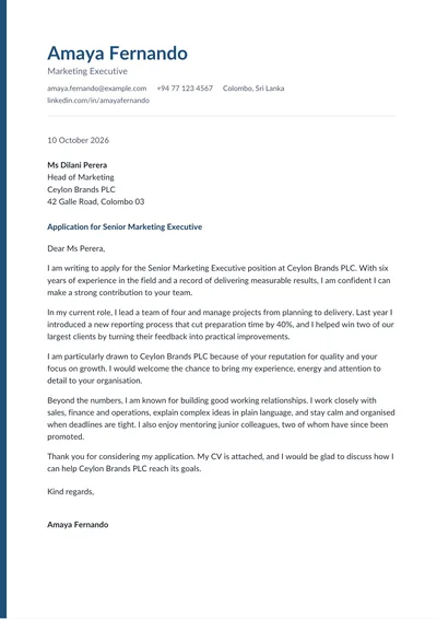 Modern cover letter template