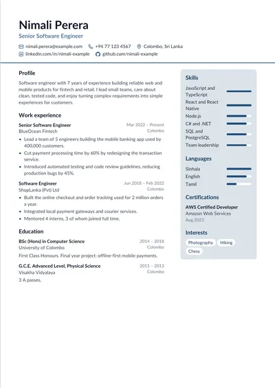 Clean cv template