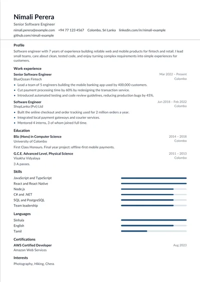 Compact cv template