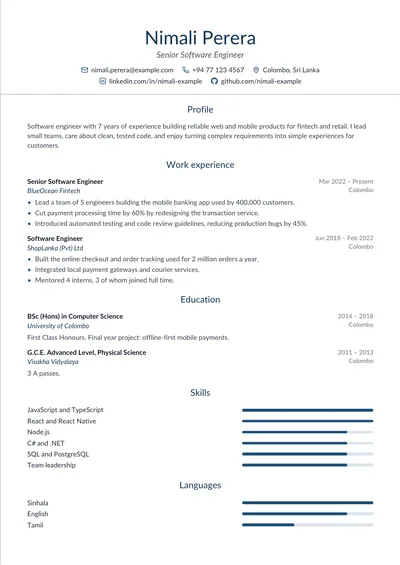 Elegant cv template