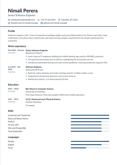Timeline cv template