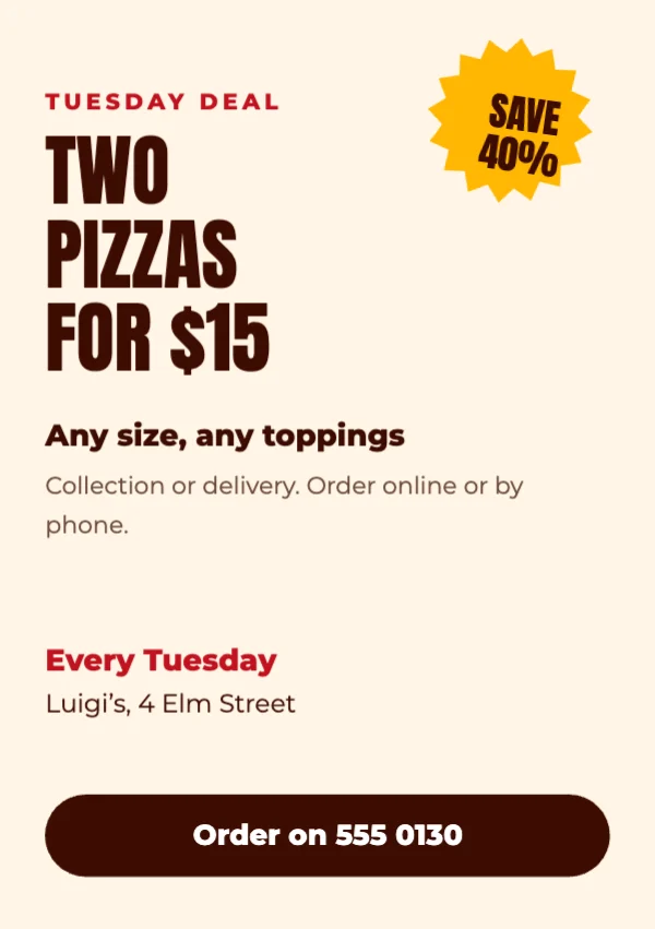 Food deal flyer template