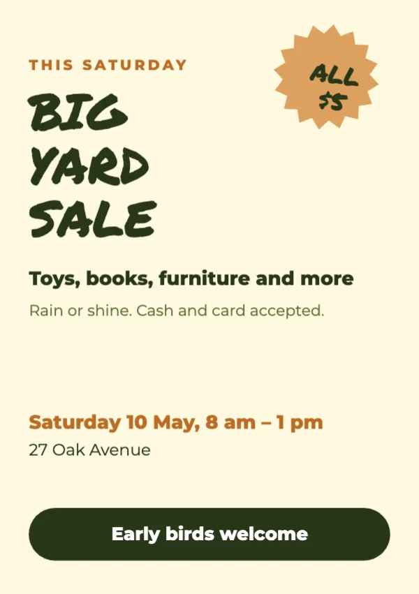 Yard sale flyer template