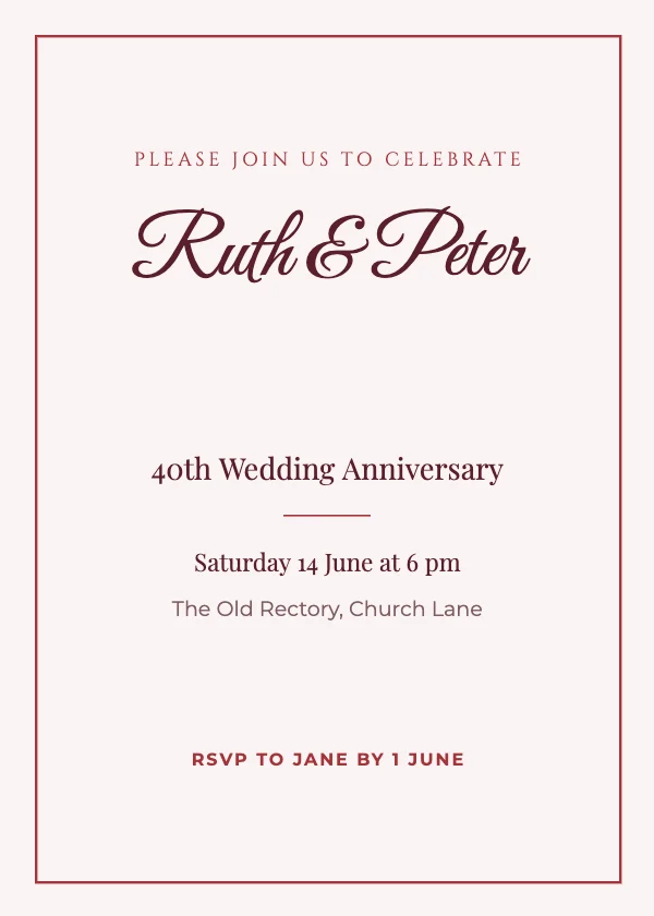 Anniversary invitation template