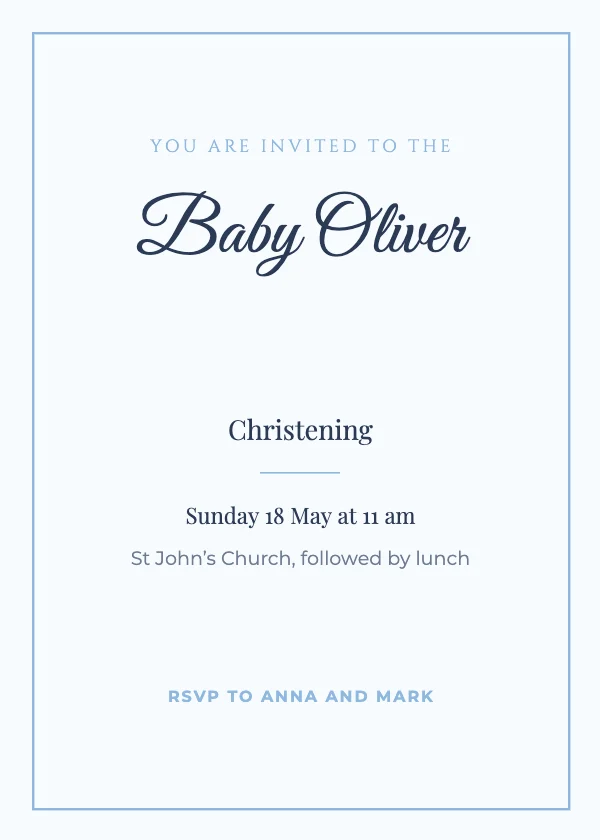 Christening invitation template