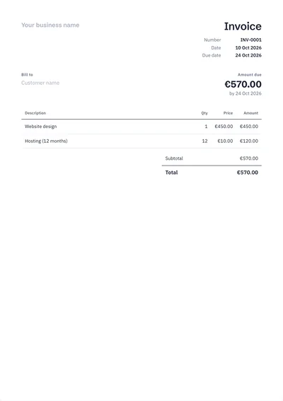 Minimal invoice template
