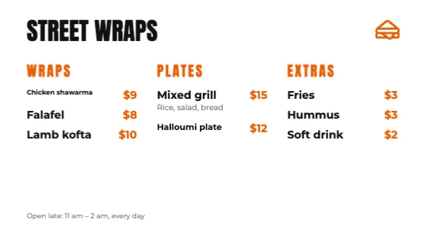 Takeaway board menu template