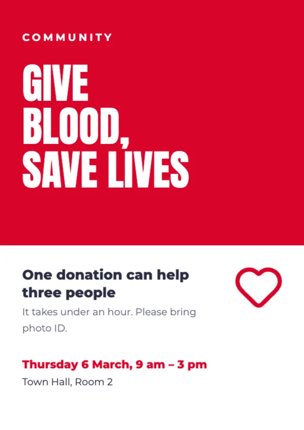 Blood drive poster template
