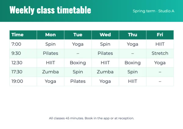 Timetable poster template preview
