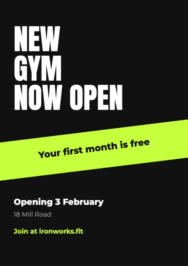 Gym opening poster template